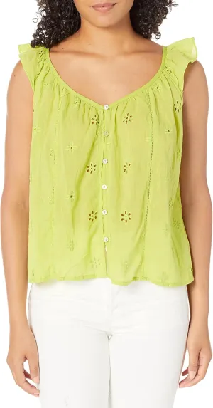 Velvet by Graham & Spencer Women's Coco Cotton Eyelet Button Front Top