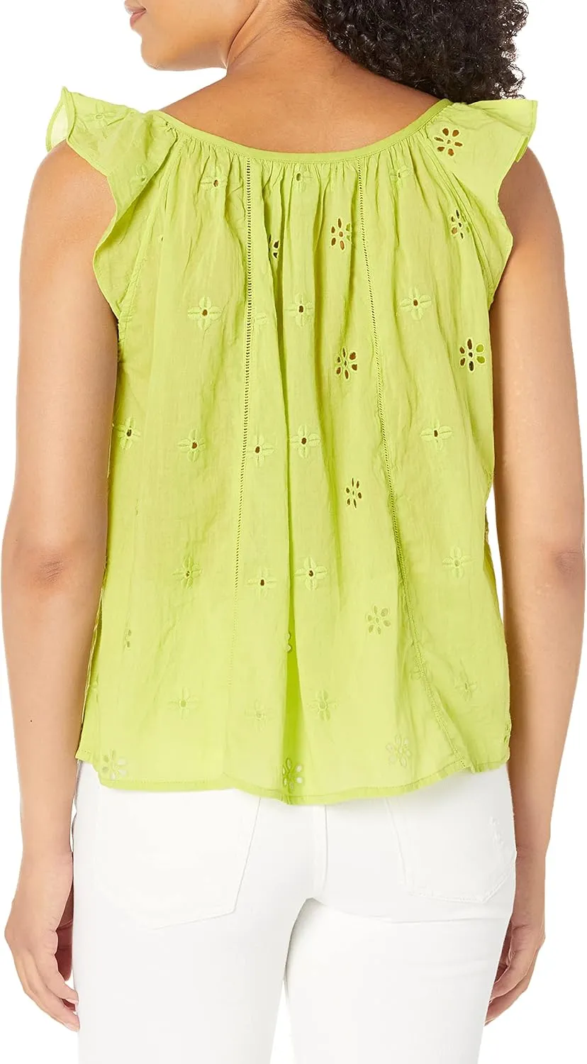 Velvet by Graham & Spencer Women's Coco Cotton Eyelet Button Front Top