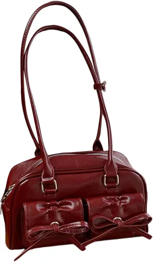 Verdusa Women's Bowknot Shoulder Bag PU Leather Top Handle Underarm Handbags