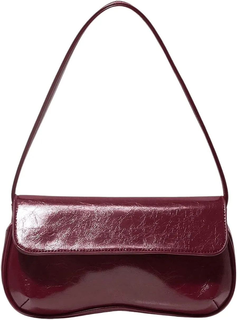 Verdusa Women's Retro Flap Shoulder Bag PU Leather Top Handle Underarm Bag Purse