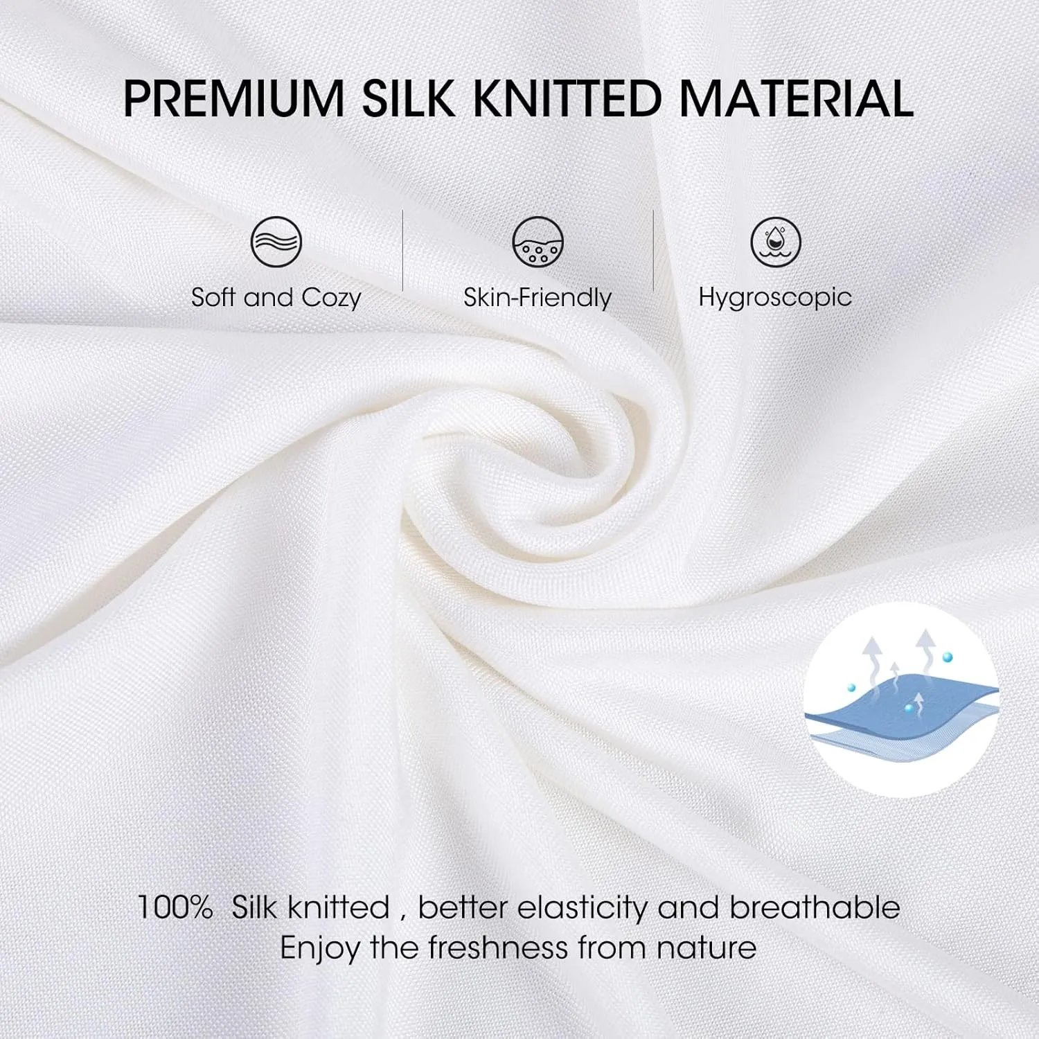 Viamulion Mens Silk Knitted T Shirt 100% Pure Mulberry Silk Sleep T Shirt Soft Cool Performance Crew Neck Casual Undershirt