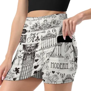 Vintage Art Furniture and Antiques Women's Mini Tennis Skirt with Shorts Underneath Athletic Workout Cute Skorts