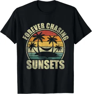 Vintage Forever Chasing Sunsets Summer Vacation T-Shirt