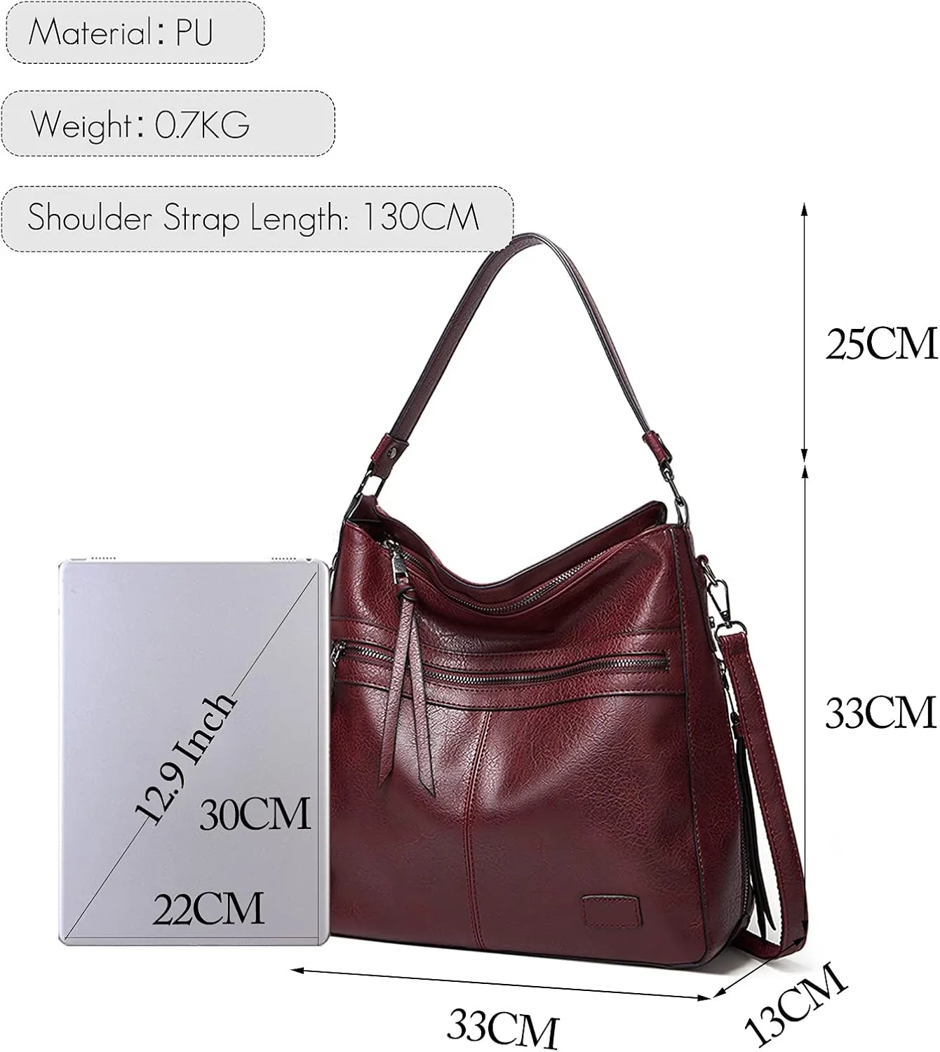 Vintage Handbag Women Hobo Top-handle Tote Bags Ladies Shoulder Bucket