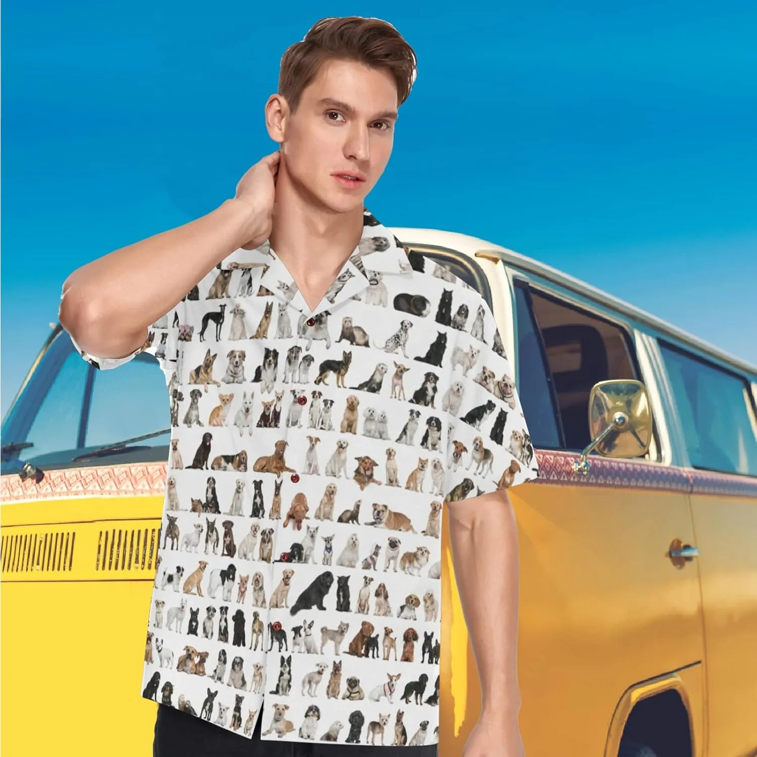 visesunny Stylish Men's Seasonal Hawaiian Casual Button Down Short Sleeve Shirt