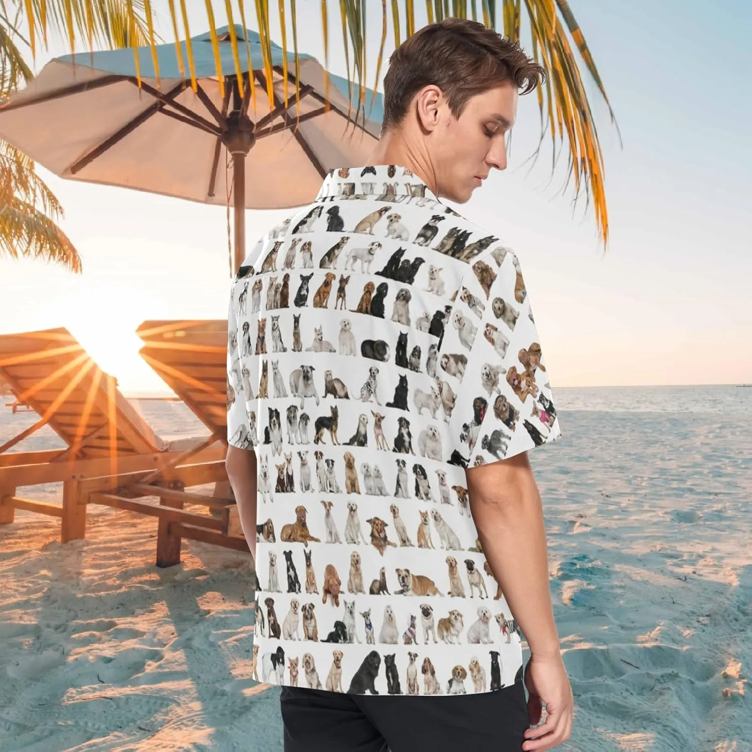 visesunny Stylish Men's Seasonal Hawaiian Casual Button Down Short Sleeve Shirt