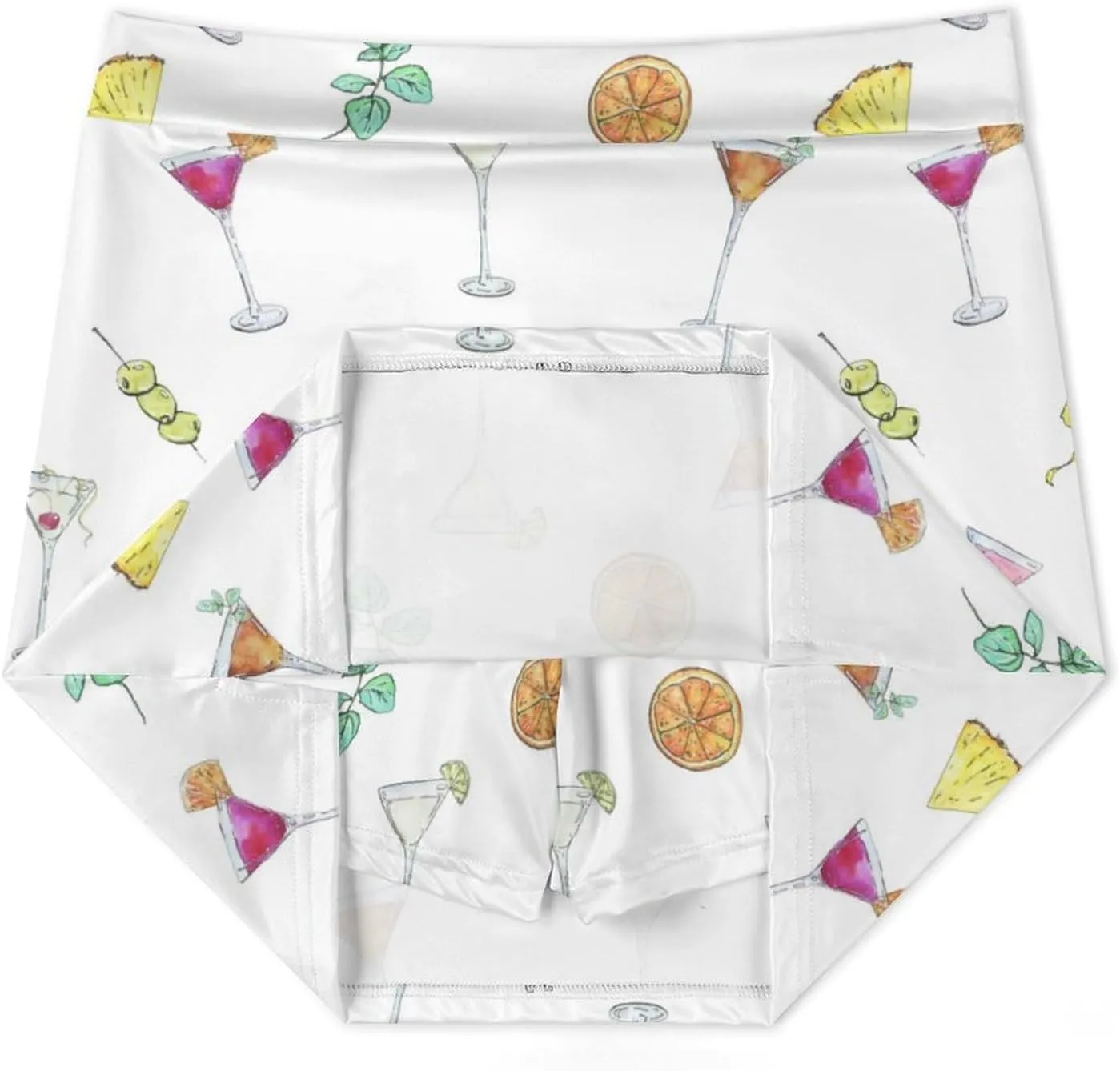 Watercolor Cocktails Glass Women's Mini Tennis Skirt with Shorts Underneath Athletic Workout Cute Skorts