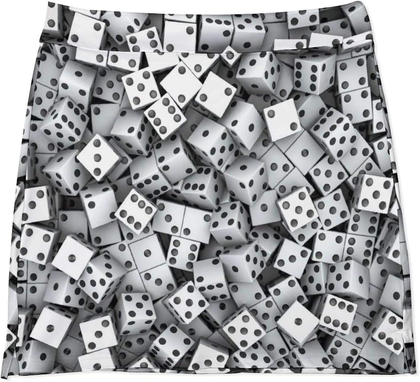 White Dice with Black Spots Women's Mini Tennis Skirt with Shorts Underneath Athletic Workout Cute Skorts