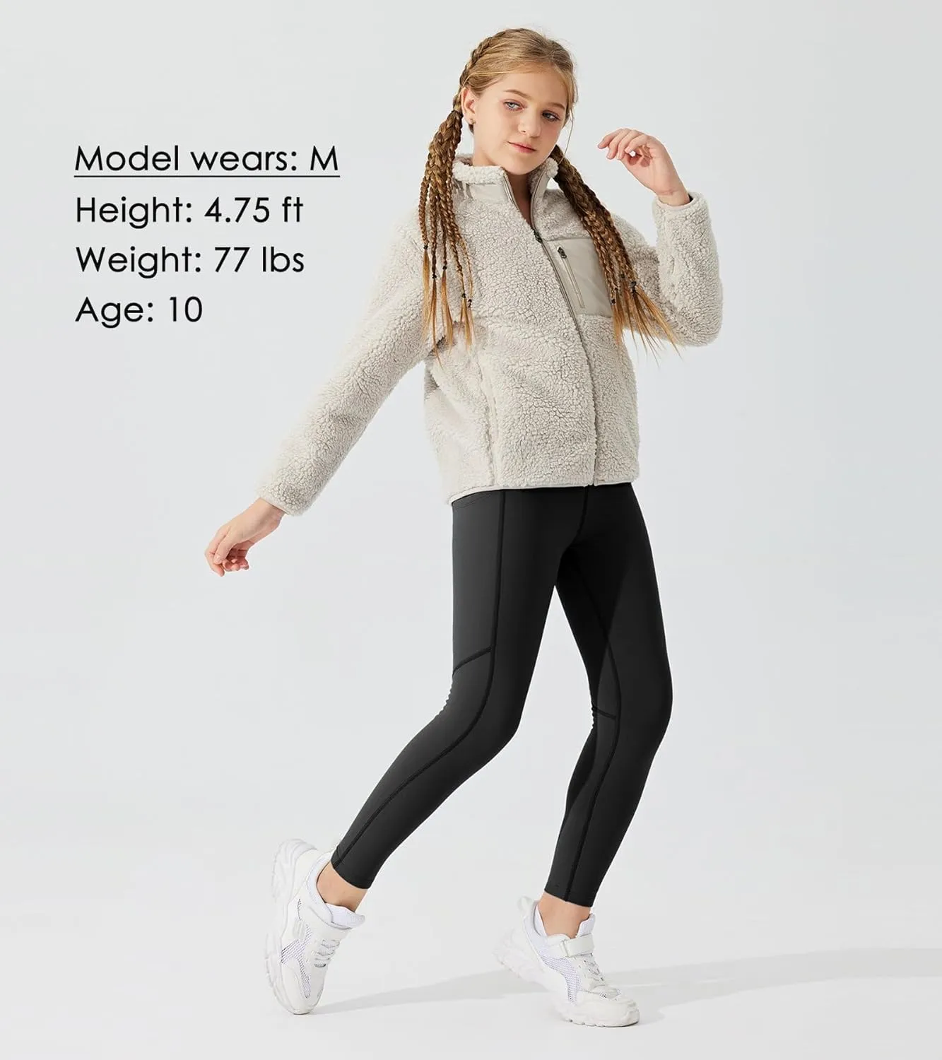 Willit Girls Fleece Lined Leggings Pants with Pockets Water Resistant Thermal Tights