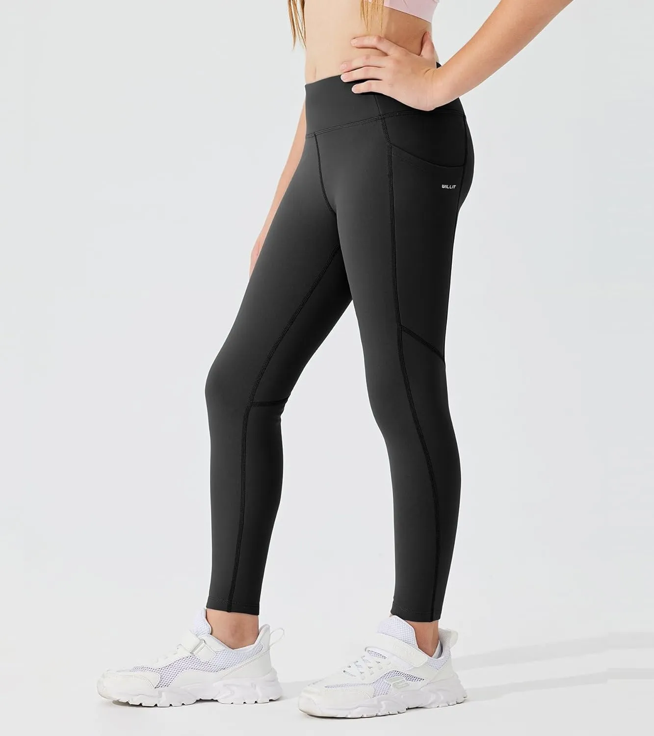 Willit Girls Fleece Lined Leggings Pants with Pockets Water Resistant Thermal Tights