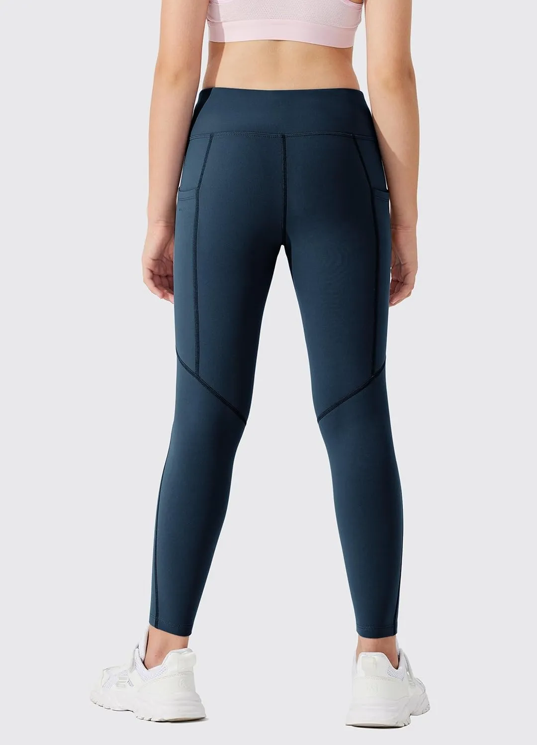 Willit Girls Fleece Lined Leggings Pants with Pockets Water Resistant Thermal Tights