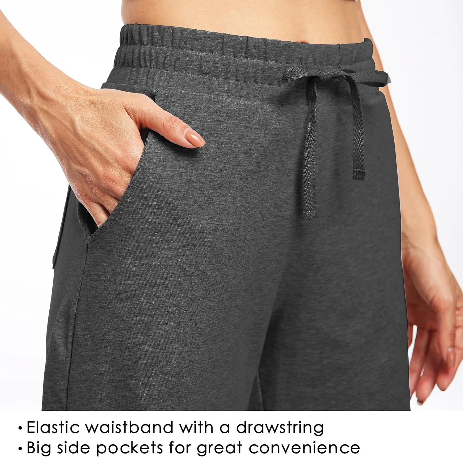 Willit Women's 10" Bermuda Cotton Long Shorts Yoga Exercise Knee Length Workout Athletic with Pockets