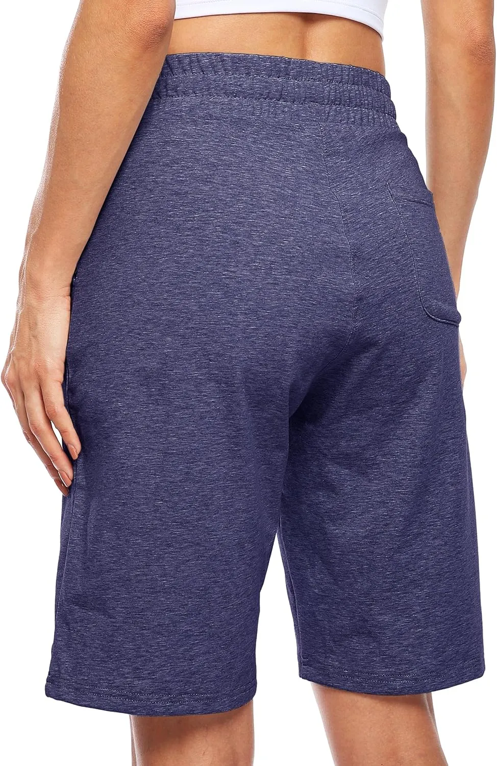 Willit Women's 10" Bermuda Cotton Long Shorts Yoga Exercise Knee Length Workout Athletic with Pockets