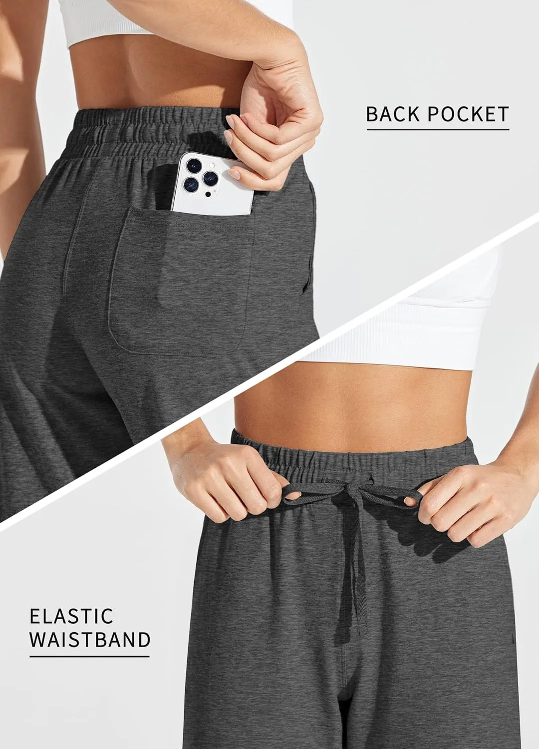 Willit Women's Capris Pants Cotton Yoga Capri Casual Lounge Pants Wide Leg Workout Sweatpants with Pockets 20"