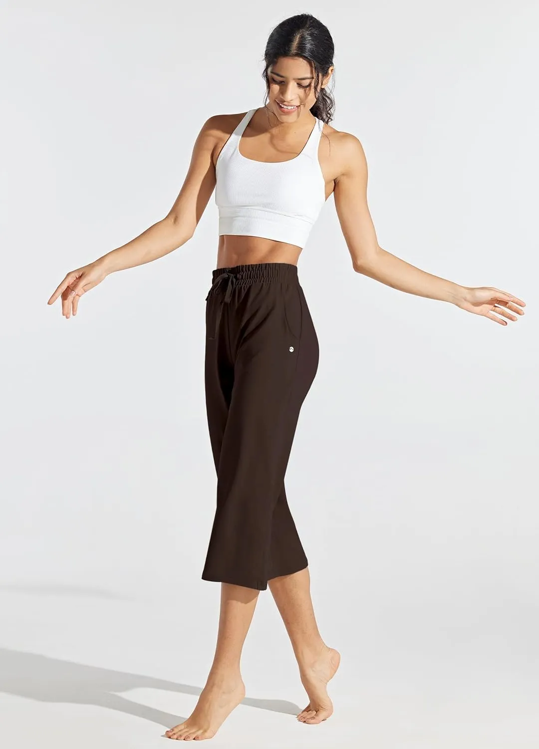Willit Women's Capris Pants Cotton Yoga Capri Casual Lounge Pants Wide Leg Workout Sweatpants with Pockets 20"