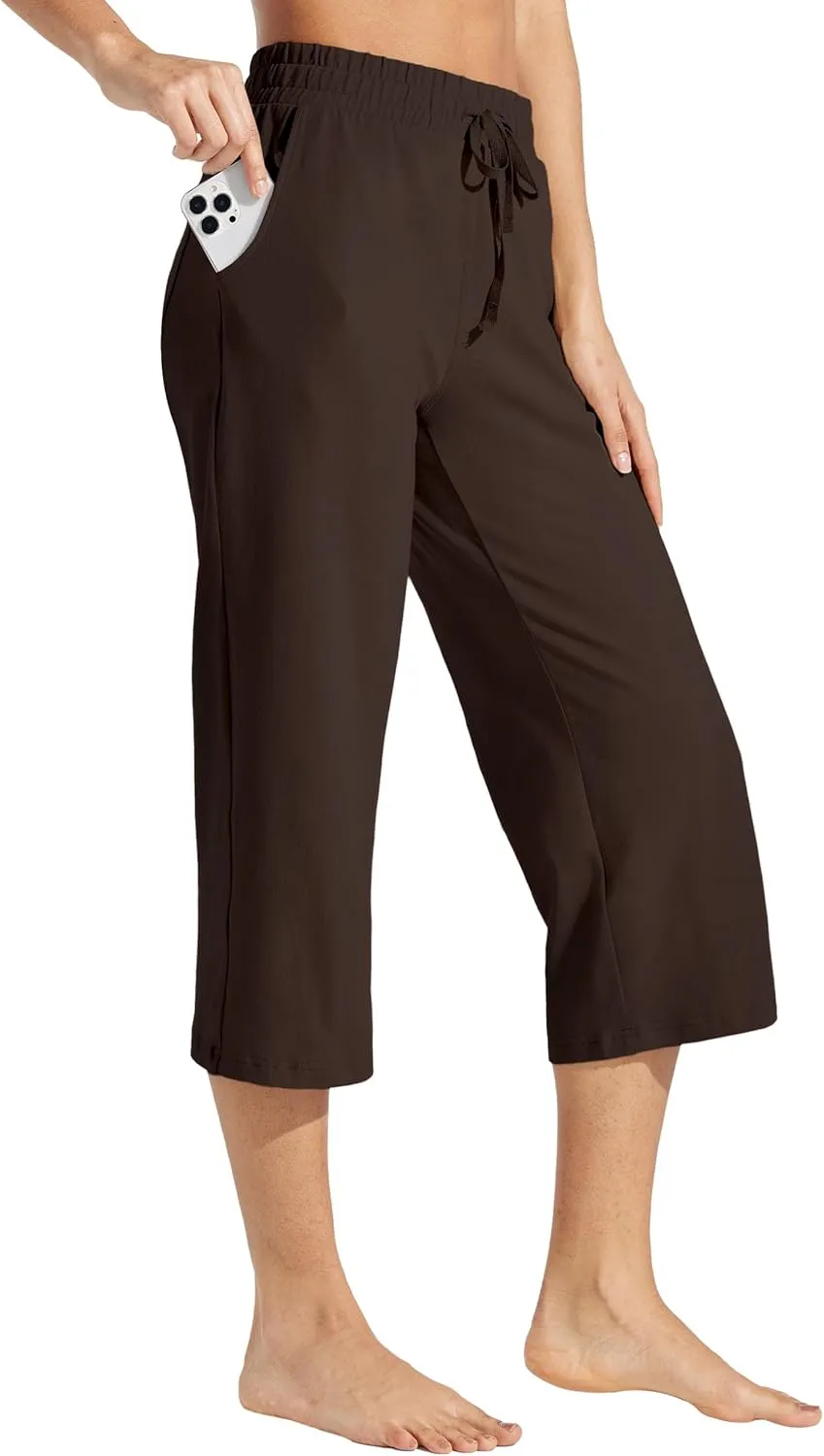 Willit Women's Capris Pants Cotton Yoga Capri Casual Lounge Pants Wide Leg Workout Sweatpants with Pockets 20"