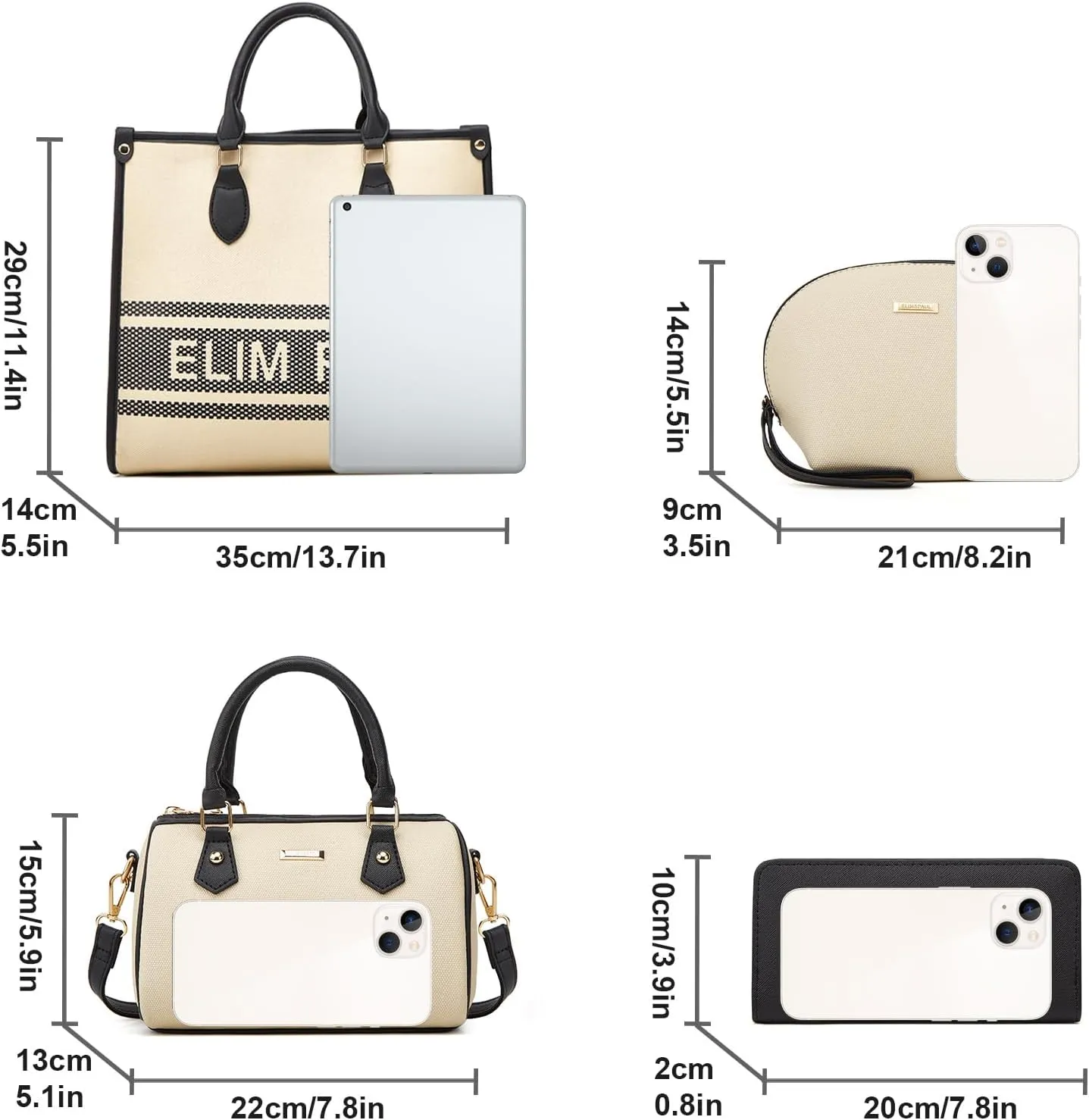 Women Fashion Handbag Wallet Tote Bag Shoulder Bag Top Handle Satchel Purse Set