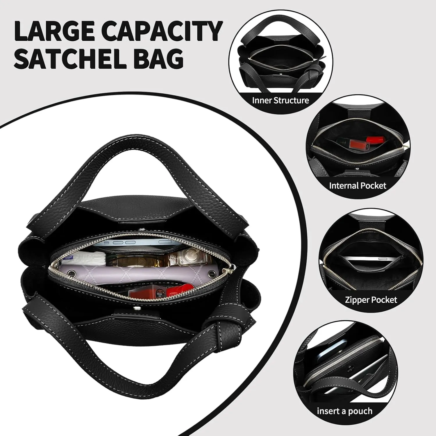 Women Genuine Leather Shoulder Bag Fashion Top-handle Handbag Crossbody Purse for Lady