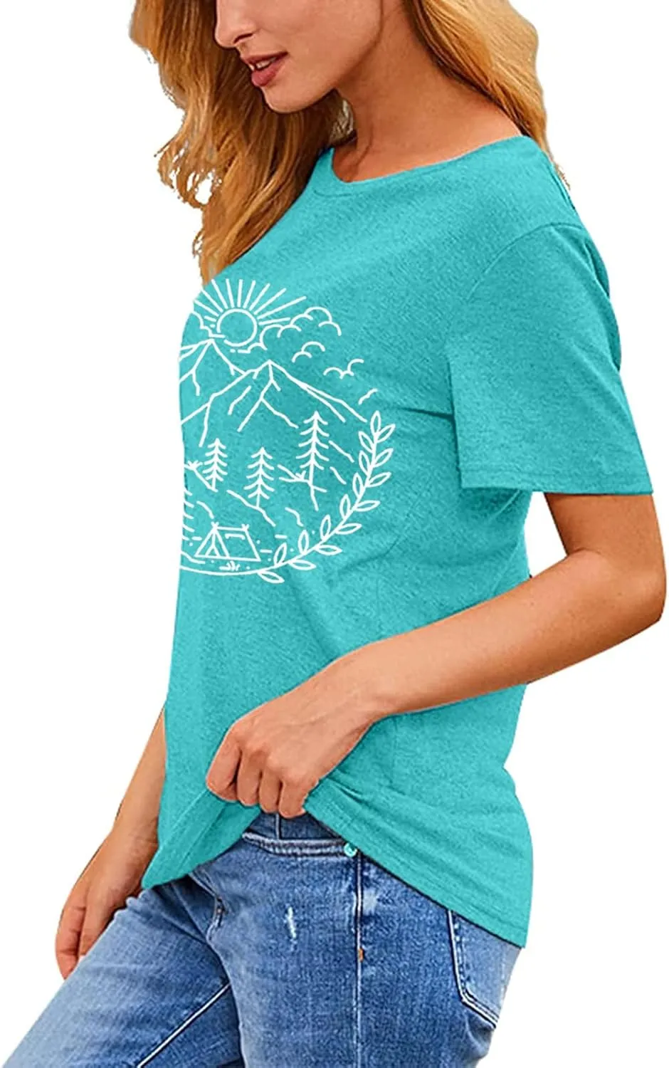 Women Hiking Camping Outdoor Tank Top Summer Mountain Nature Funny Graphic Print Round Neck Workout Athletic Sleeveless Tops