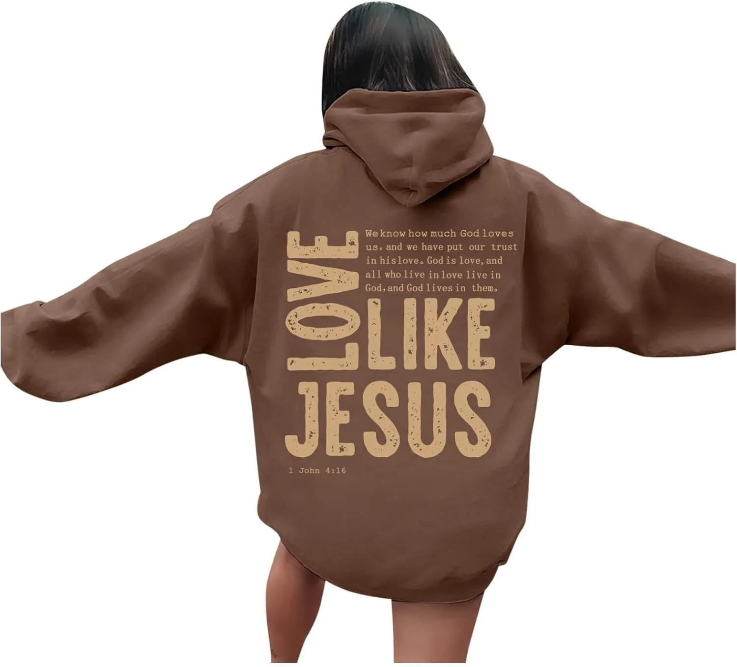 Women Love Like Jesus Religious God Jesus Sweatshirts Hooded Bible Verse Oversize Comfort Inspirational Letter Cross