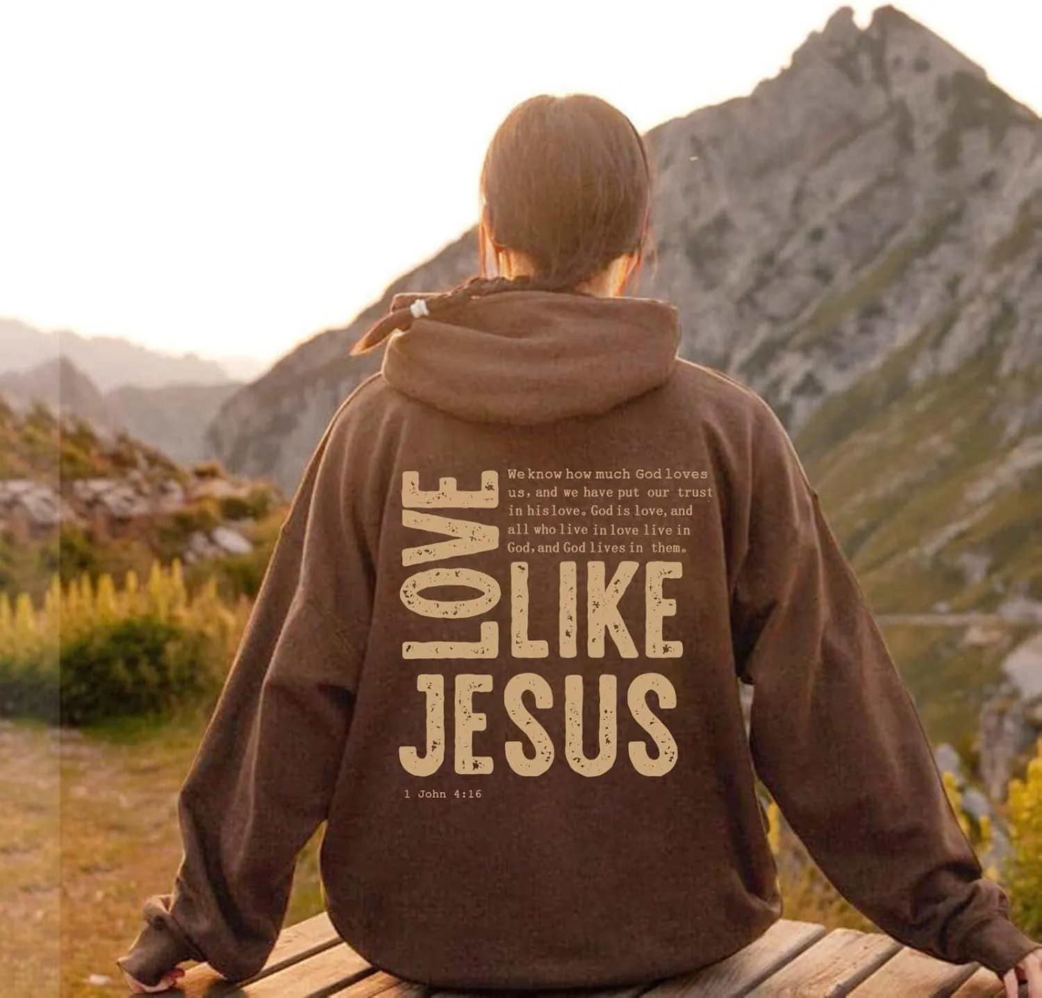 Women Love Like Jesus Religious God Jesus Sweatshirts Hooded Bible Verse Oversize Comfort Inspirational Letter Cross