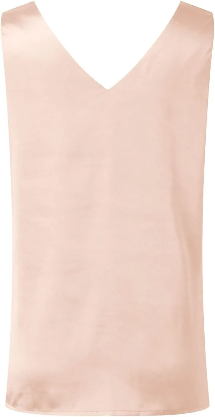 Women Silk Satin Tank Tops Sleeveless Tops Summer Basic Tank Shirt Dressy V-Neck Solid Camisole Blouses Casual Loose