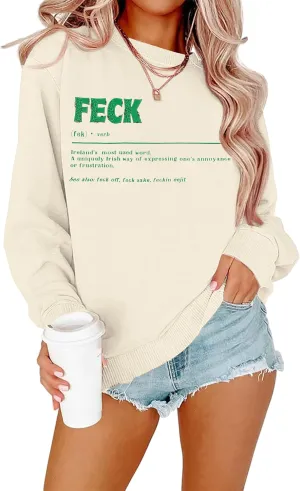 Women St. Patrick's Day Sweatshirts Shamrock Sweater Funny Irish Ireland Sayings Long Sleeve Shirt Tops