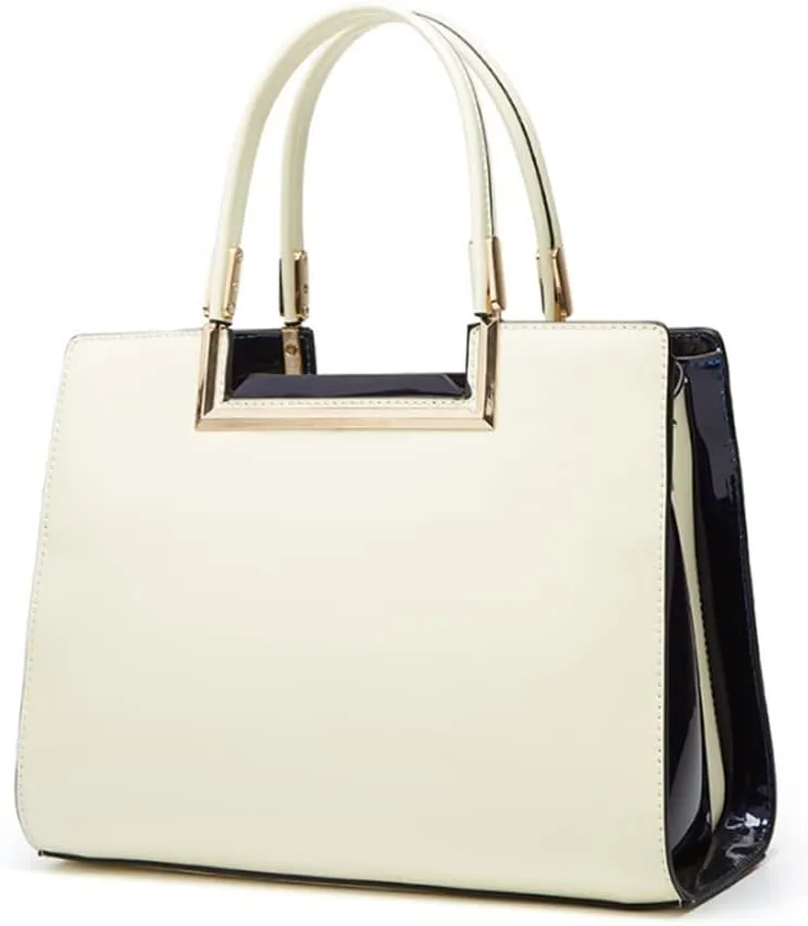 Women Top-handle Satchel Handbag Purse Patent PU Leather Glossy Shoulder Crossbody Bags