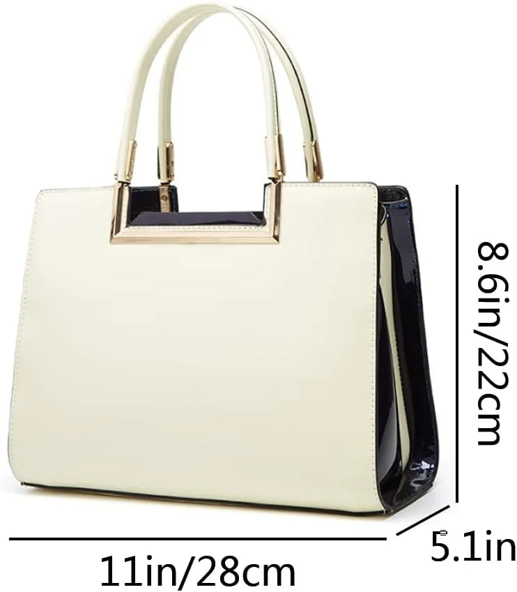 Women Top-handle Satchel Handbag Purse Patent PU Leather Glossy Shoulder Crossbody Bags