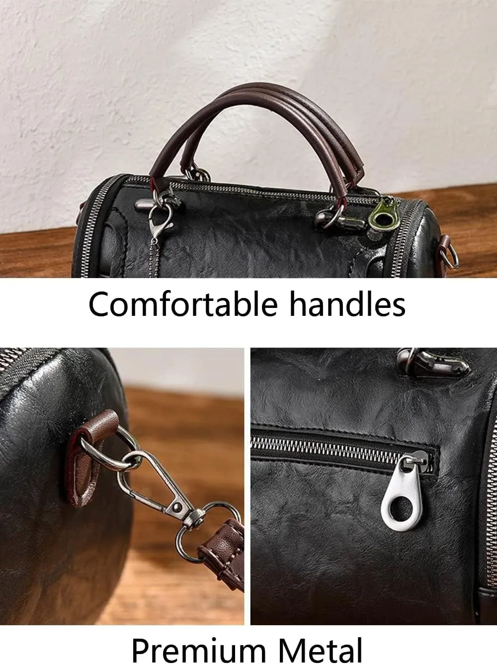 Women Vintage Tote Purse Top-handle Satchel Boston Bags Rose Pendant Shoulder Bags