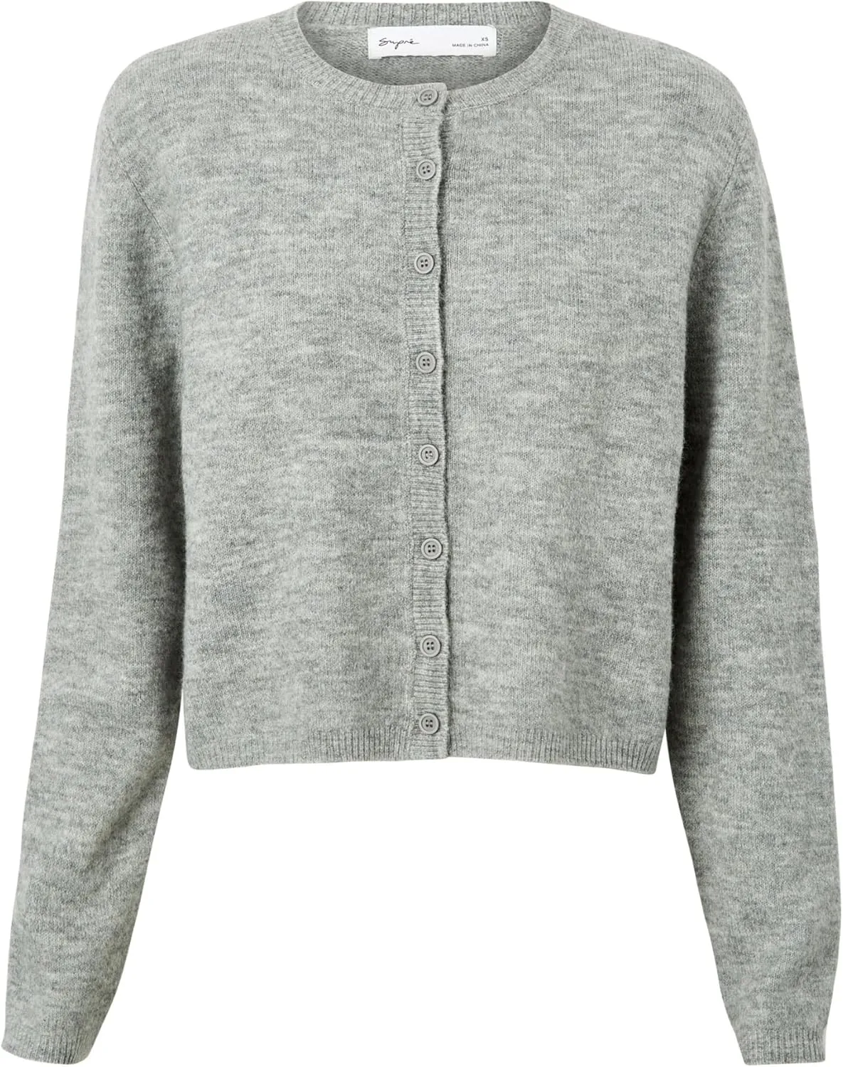 Women Y2k Open Front Sweater Long Sleeve Crewneck Crop Cardigan Cute Button Down Knit Pullover Tops Streetwear