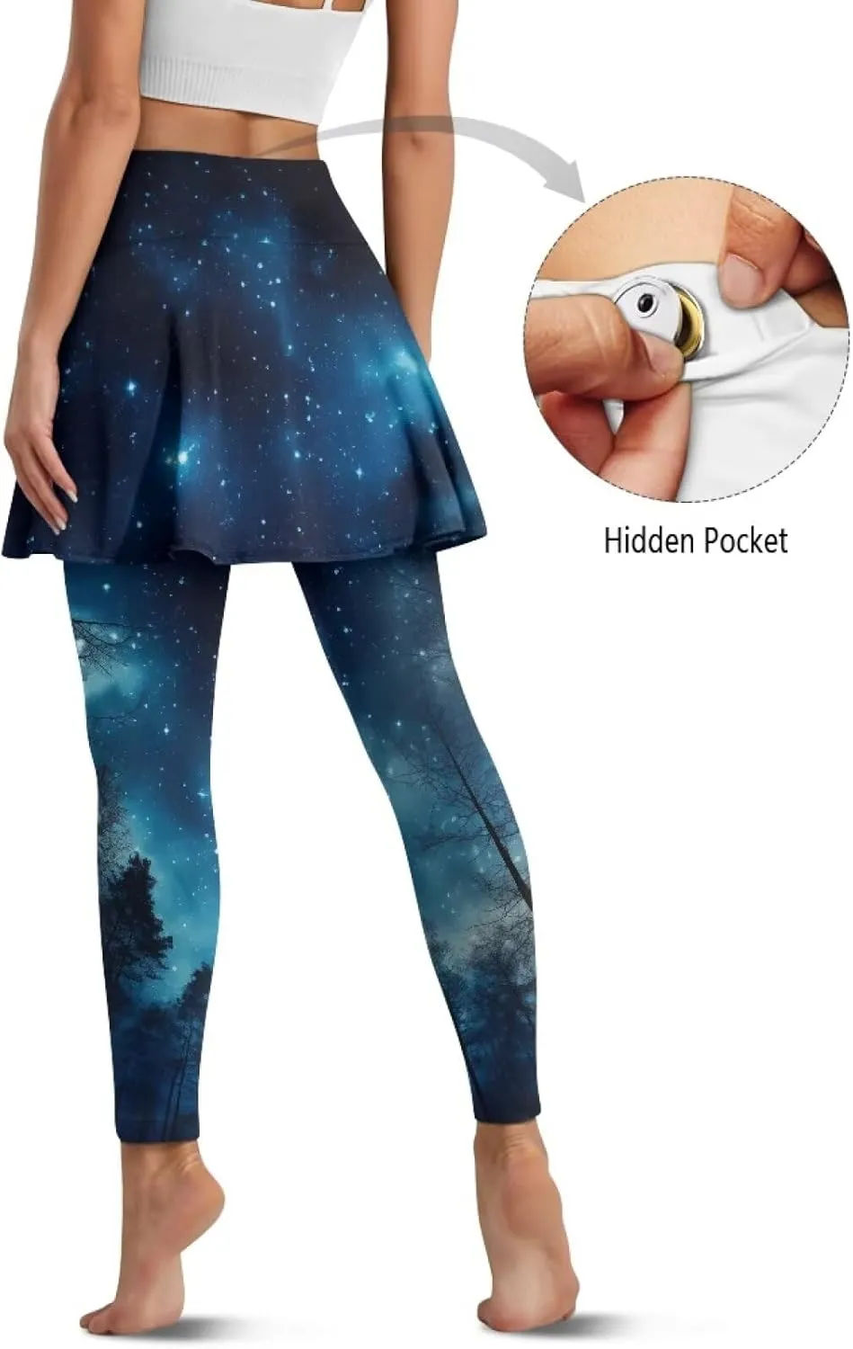 Women Yoga Skirted Leggings High Elasticity Active Skort Athletic Skapri with Back Pockets for Yoga,Pilates