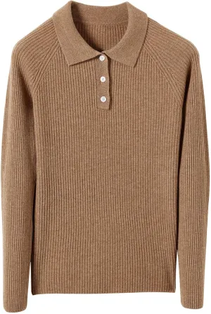 Women's 100% Merino Wool Sweater 2025 Fall Winter Polo Neck Long Sleeve Warm Soft Knit Pulover Sweater