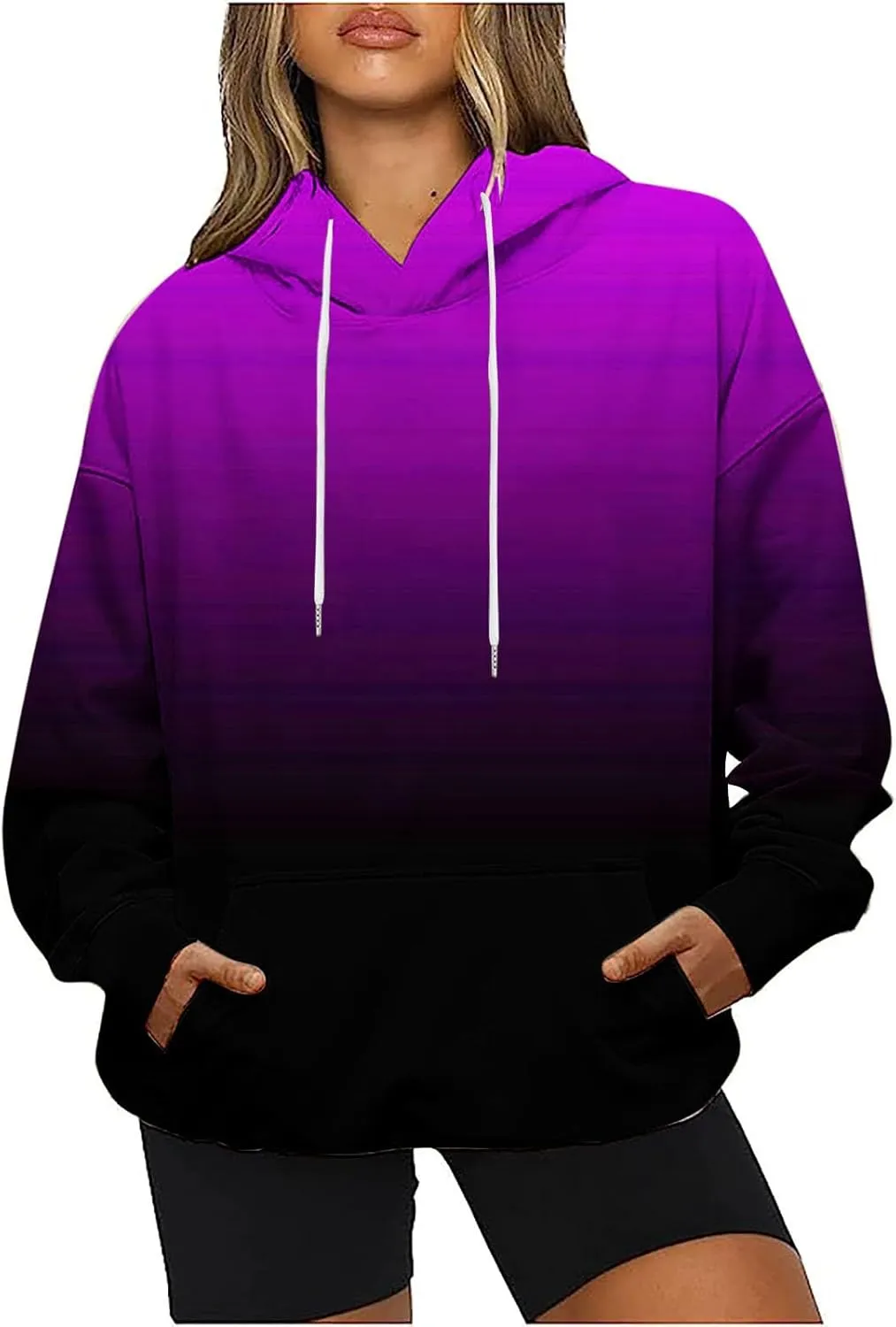 Women's 2025 Retro Tie Dye Drawstring Hoodies y2k Oversized Sweatshirts Drop Shoulder Long Sleeve Pullover Hoody Tops