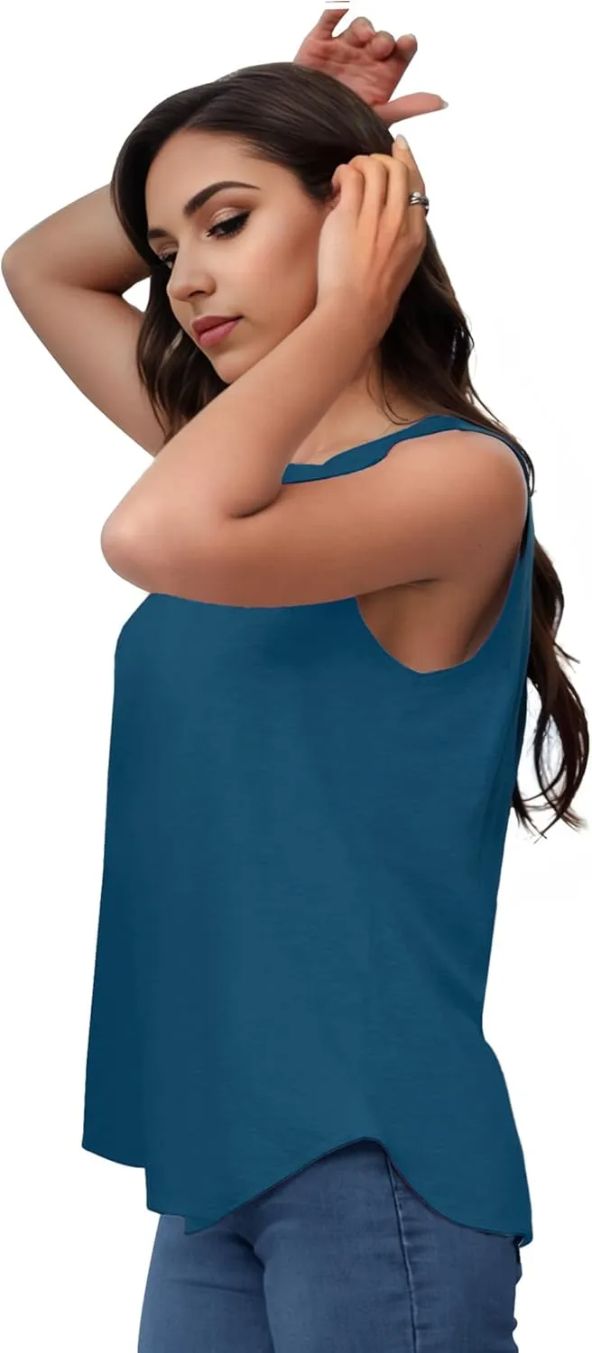 Womens Fashion Tank Tops Crewneck Loose Fit Basic Going Out Clothes Casual Summer Sleeveless Shirts for Women