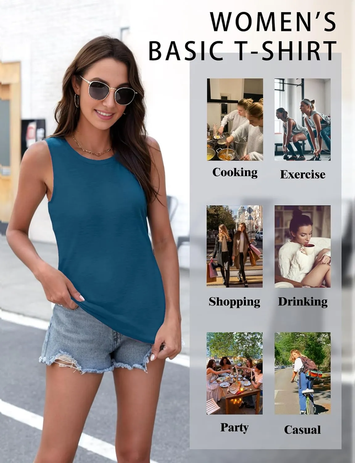 Womens Fashion Tank Tops Crewneck Loose Fit Basic Going Out Clothes Casual Summer Sleeveless Shirts for Women