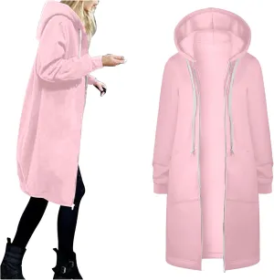 Womens Fleece Zip Up Hoodie Jacket Fall Casual Loose Lightweight Long Sleeve Tunic Hooded Pullover Sweatshirts with Pockets