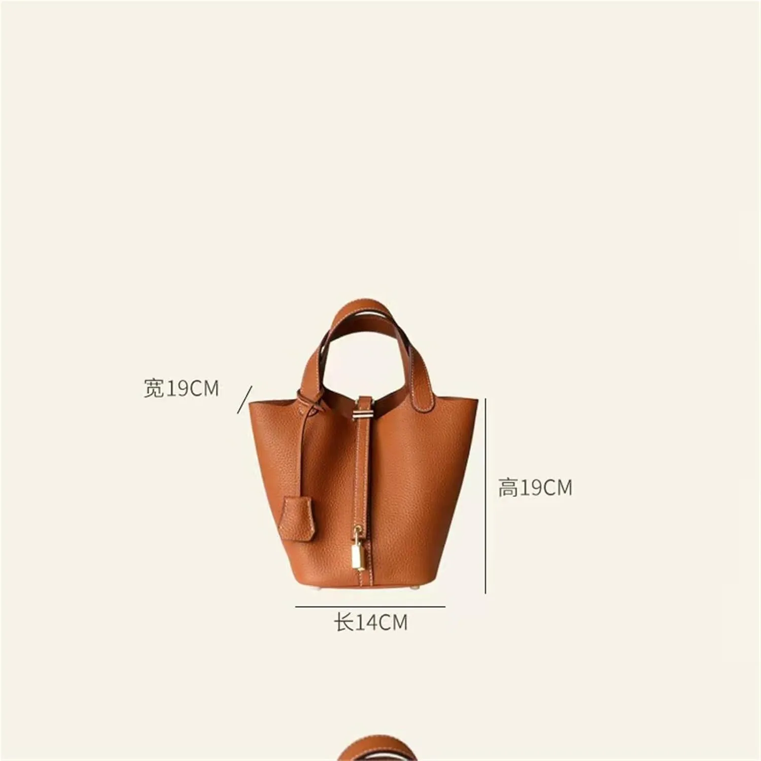 Women's Genuine Leather Basket Bag, Top Layer Cowhide Bucket Bag(01)