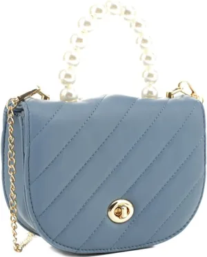 Womens Girls Dressy Pearl Top-Handle Casual Saddle Clutch Satchel Purse Crossbody Bag