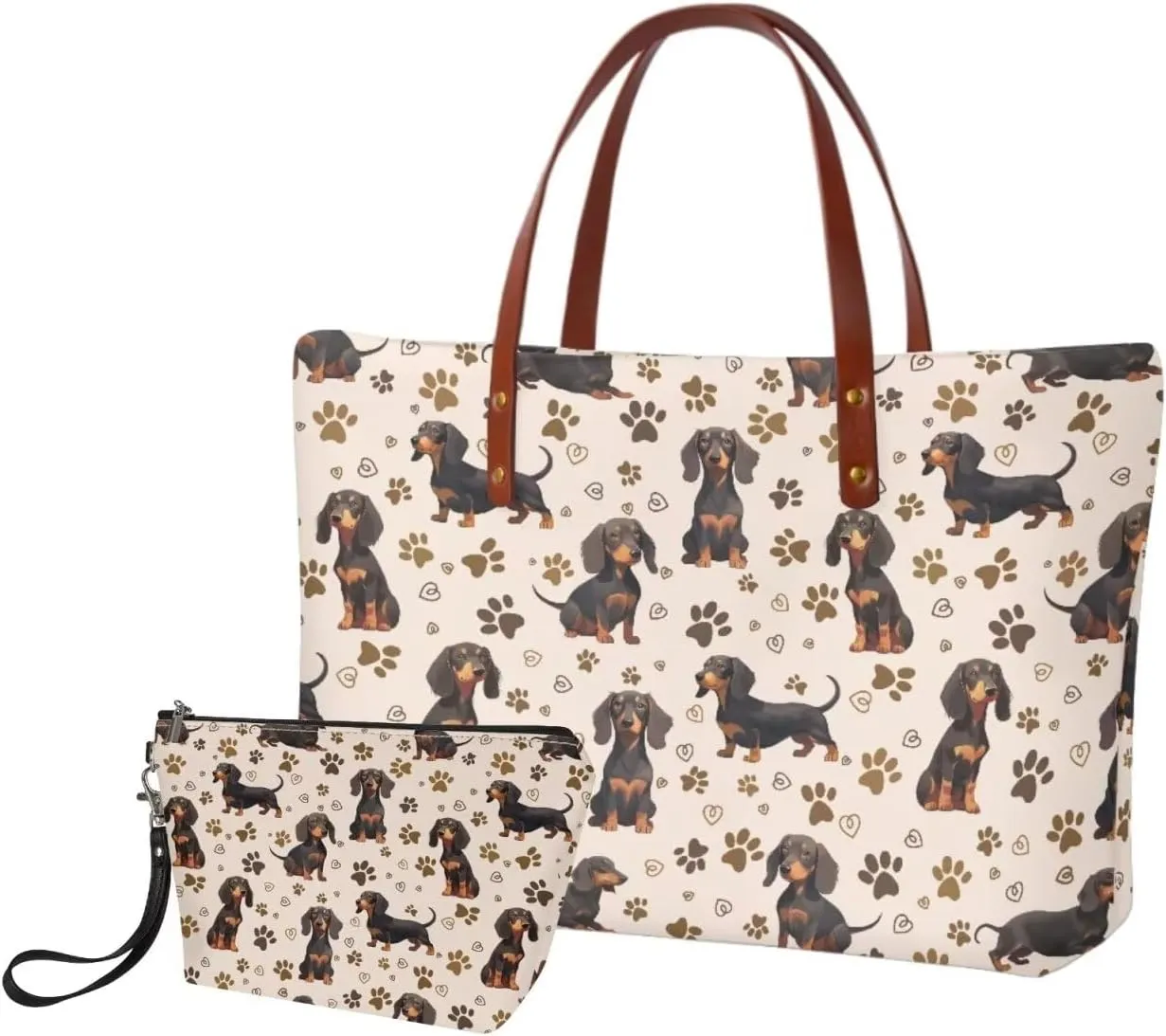 Womens Handbag with Matching Wallet, 2PCS Tote Bag Top Handle Purse Hobo Bag