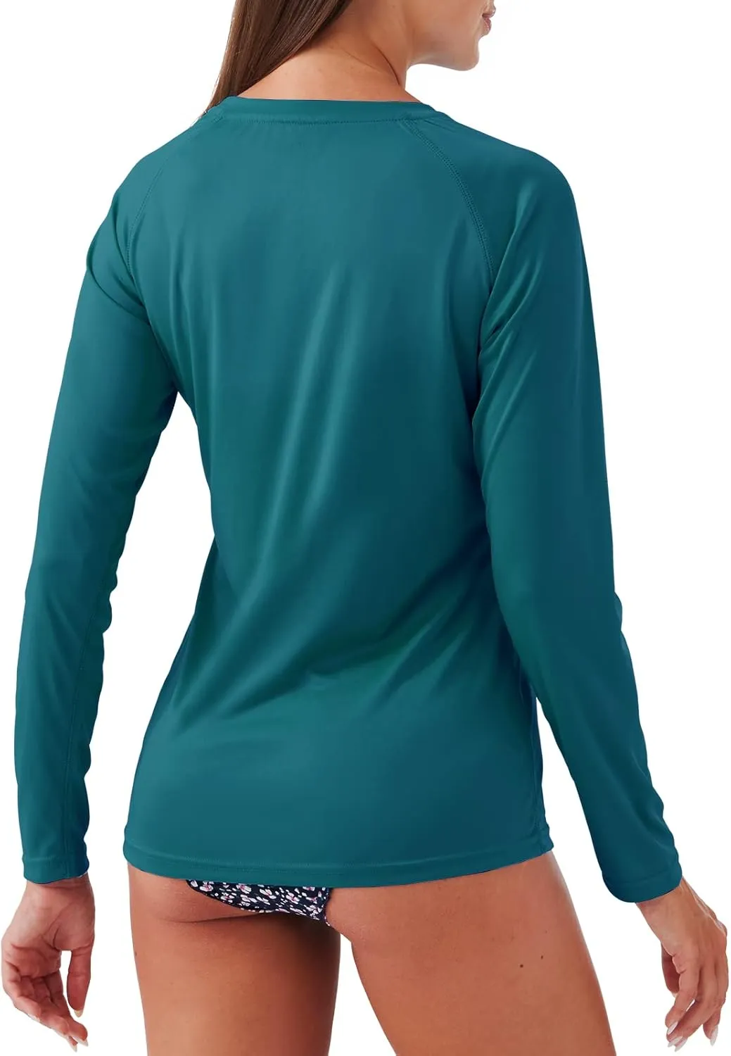 Women's Long Short Sleeve Rash Guard Swim Shirt