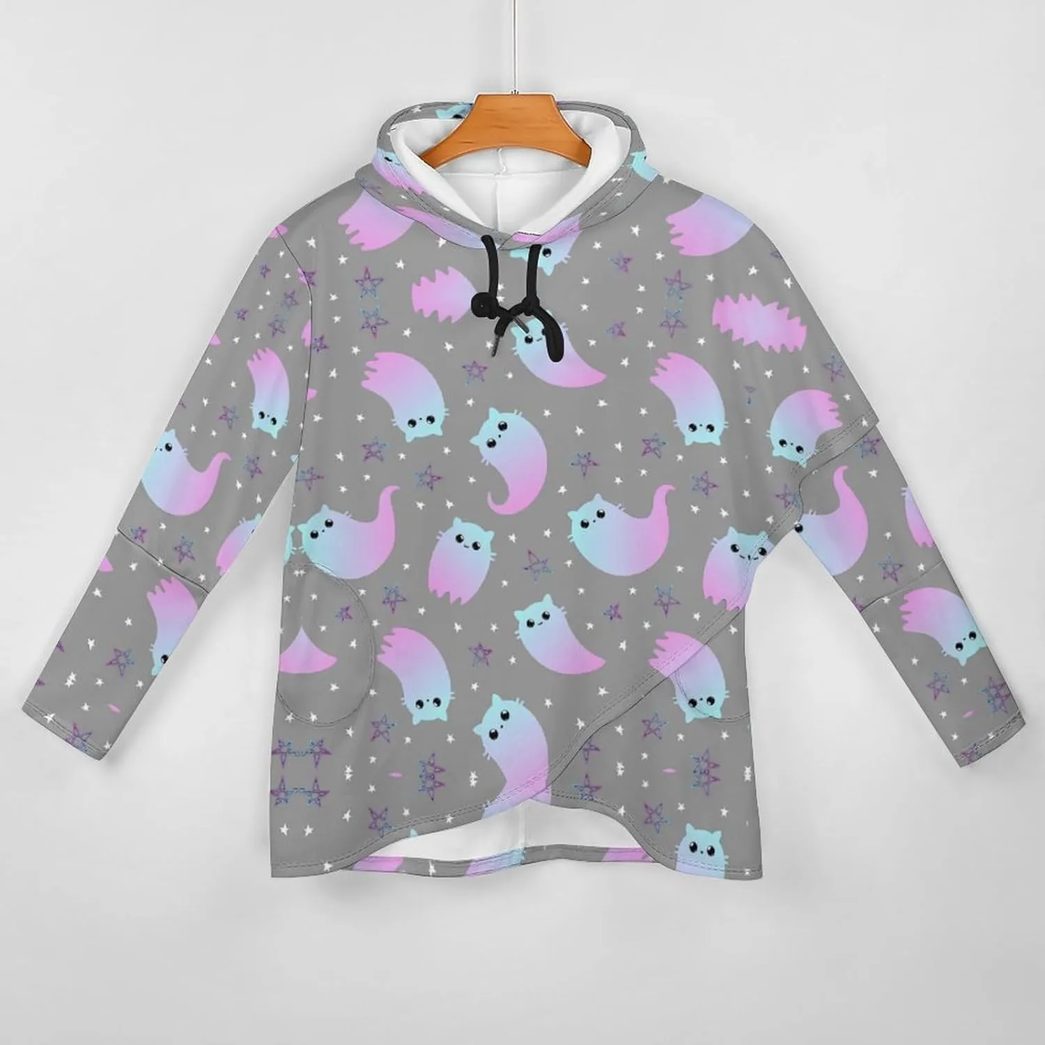 Womens' Long-sleeve Cloak Style Cute Elves Hoodie Layered Vintage Casual