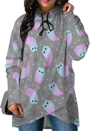 Womens' Long-sleeve Cloak Style Cute Elves Hoodie Layered Vintage Casual