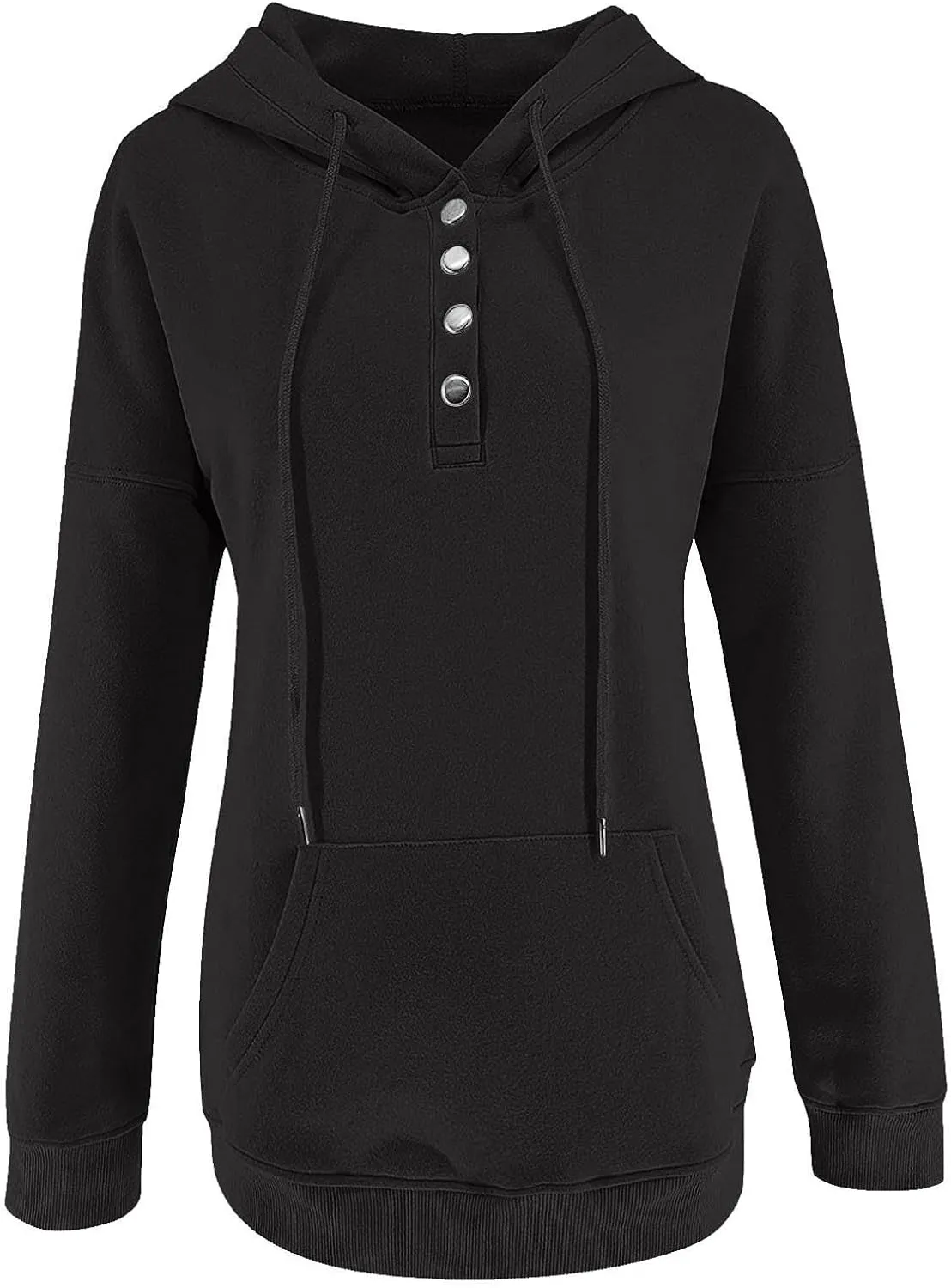 Women's Long Sleeve Oversized Pullover Solid Color Letter Print Hoodie Fall Winter Loose Sweatshirt with Pockets