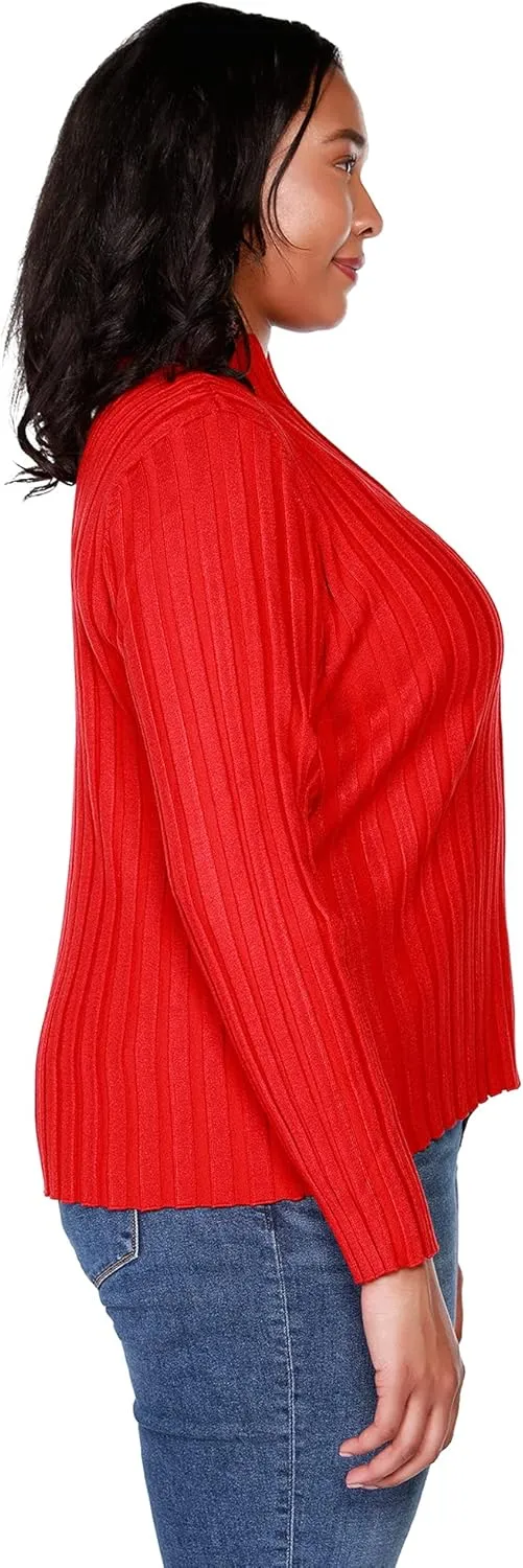 Women's Long Sleeve Zip Up Sweaters for Women Knit Cardigan with Diamond Zipper