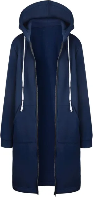 Womens Long Sleeve Zipper Long Hoodies Fall Oversized Sweatshirts Fleece Y2K Jacket with Pockets Fashion Clothes