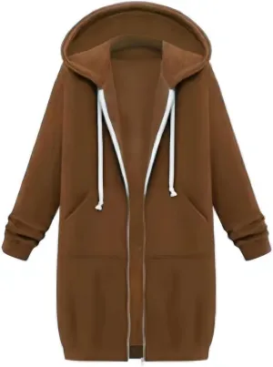 Womens Long Sleeve Zipper Long Hoodies Fall Oversized Sweatshirts Fleece Y2K Jacket with Pockets Fashion Clothes