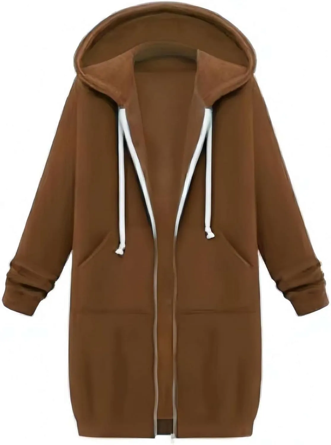 Womens Long Sleeve Zipper Long Hoodies Fall Oversized Sweatshirts Fleece Y2K Jacket with Pockets Fashion Clothes