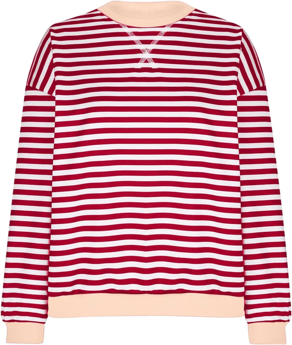 Women's Oversized Sweatshirts 2024 Fall y2k Clothes Casual Striped Pullover Tops Long Sleeve Crewneck Shirts