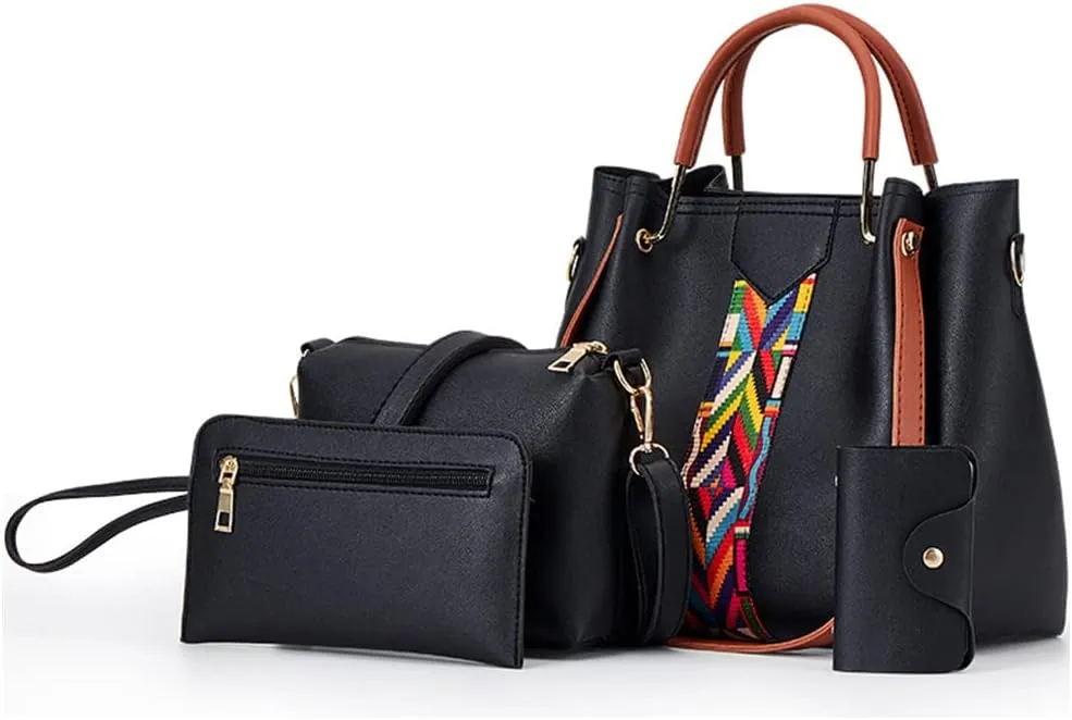 Womens Purse Sets 4pcs Top-Handle Shoulder Bag Fashion Tote Handbag Work Satchel